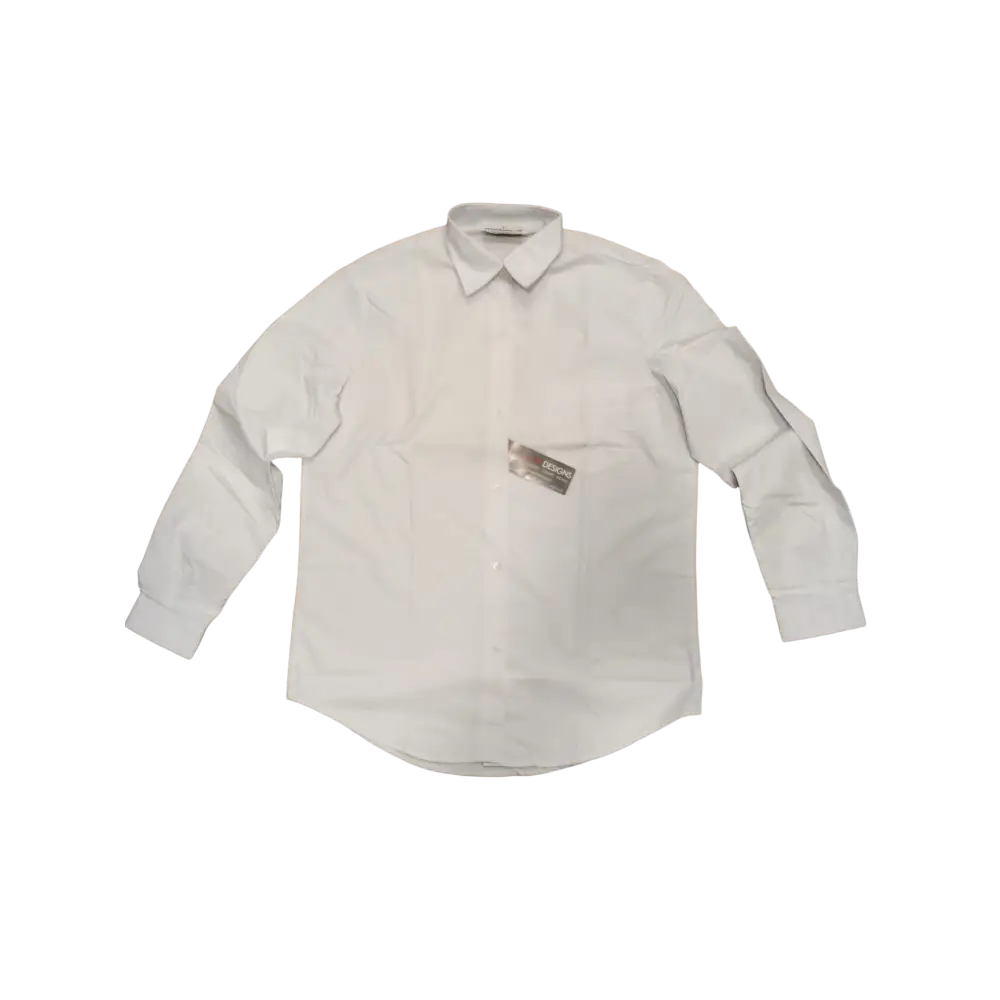 Camicia bianca a maniche lunghe con dettaglio di tasca.