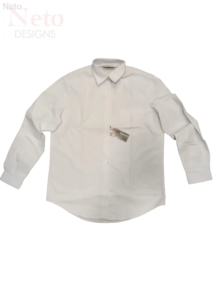 Camicia donna classica bianca in cotone, maniche lunghe, tasca, taglia 110 cm