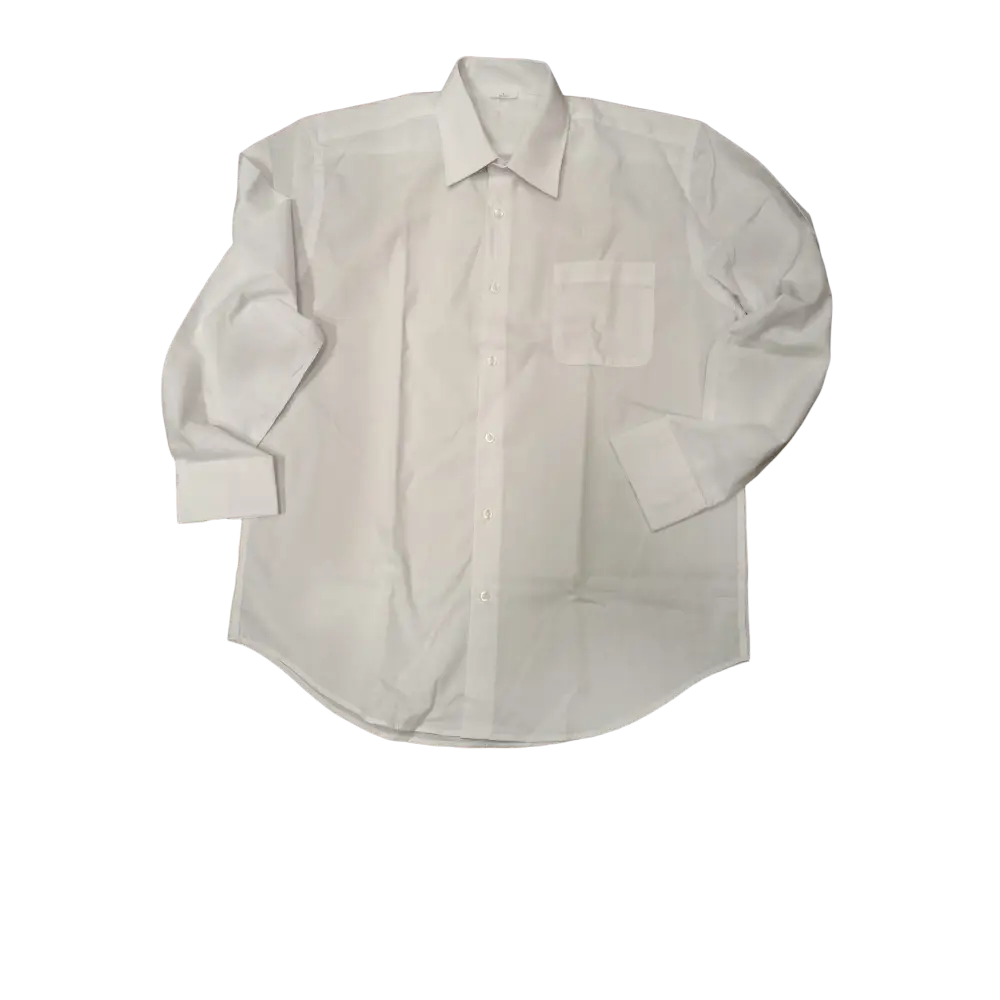 Camicetta bianca classica con maniche lunghe e una tasca.