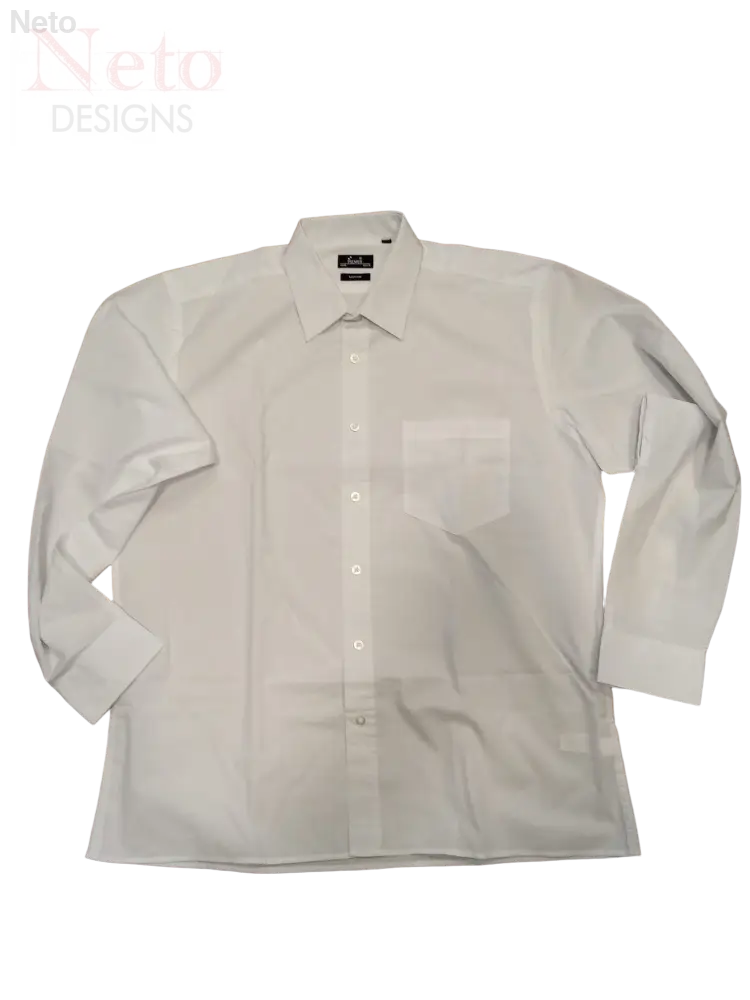 Camicia uomo stiro facile bianca in cotone, circonferenza torace regolabile