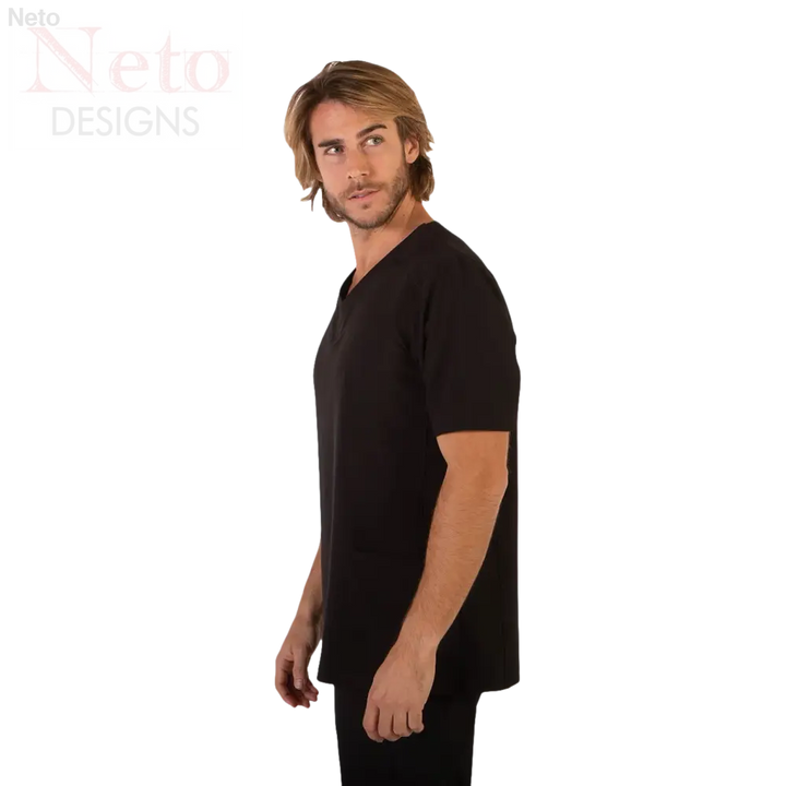 Casacca uomo versatile con elegante scollo a V nero, maniche corte presenta capo progettato confortevole