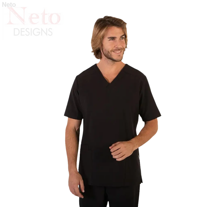 Casacca uomo versatile con maniche corte, elegante scollo a V nero