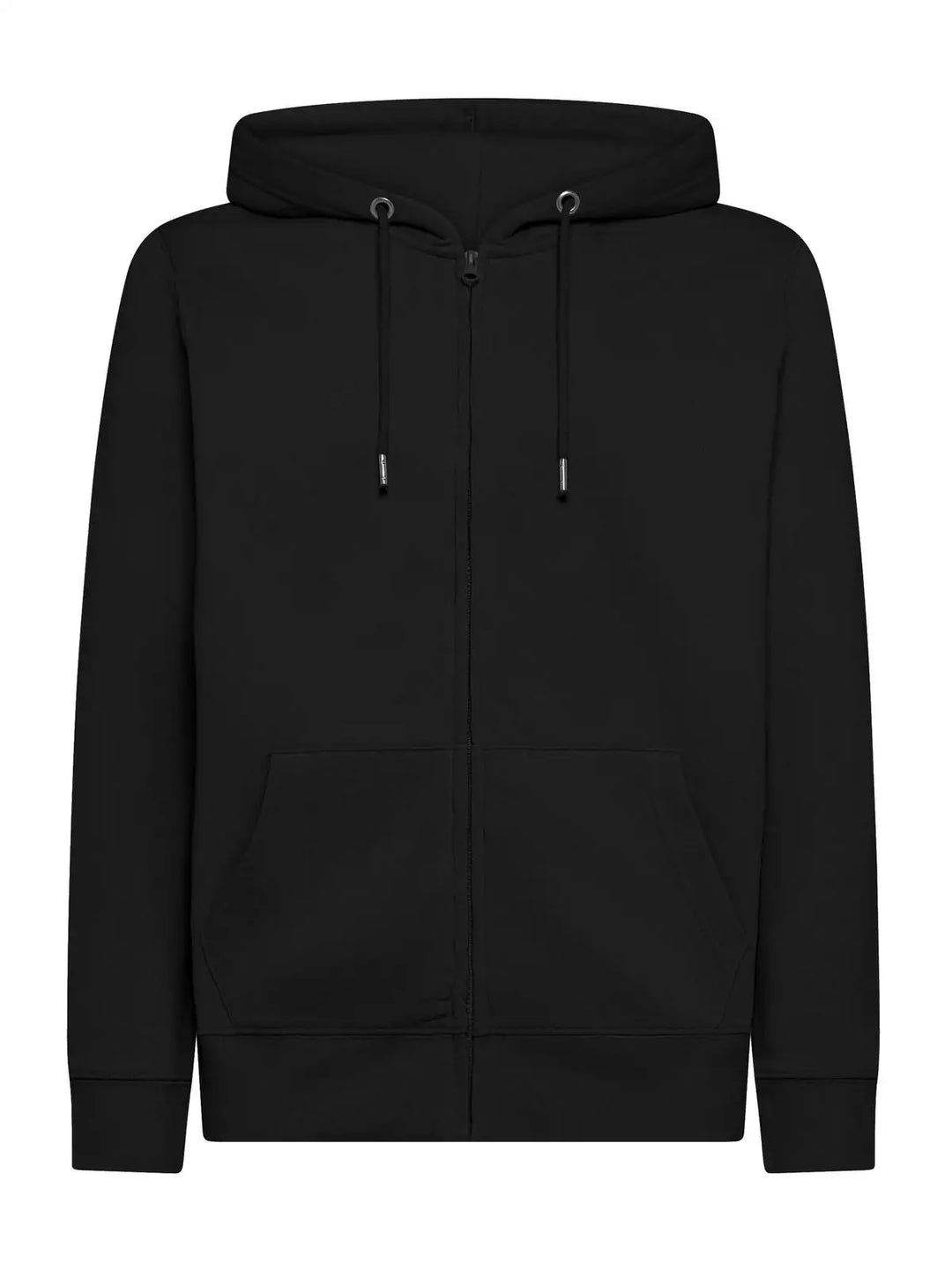 Felpa con cappuccio e zip Nero — vista frontale
