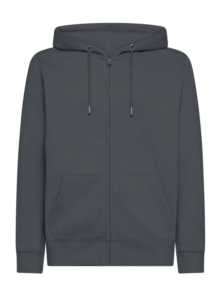 Felpa con cappuccio e zip Grigio scuro — vista frontale