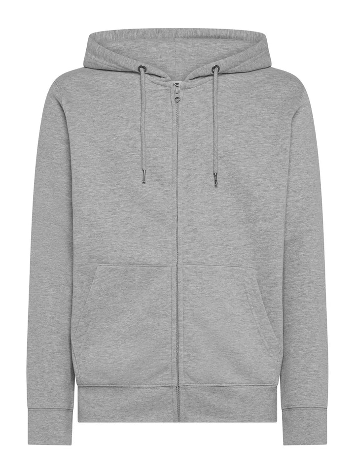Felpa con cappuccio e zip Grigio mélange — vista frontale