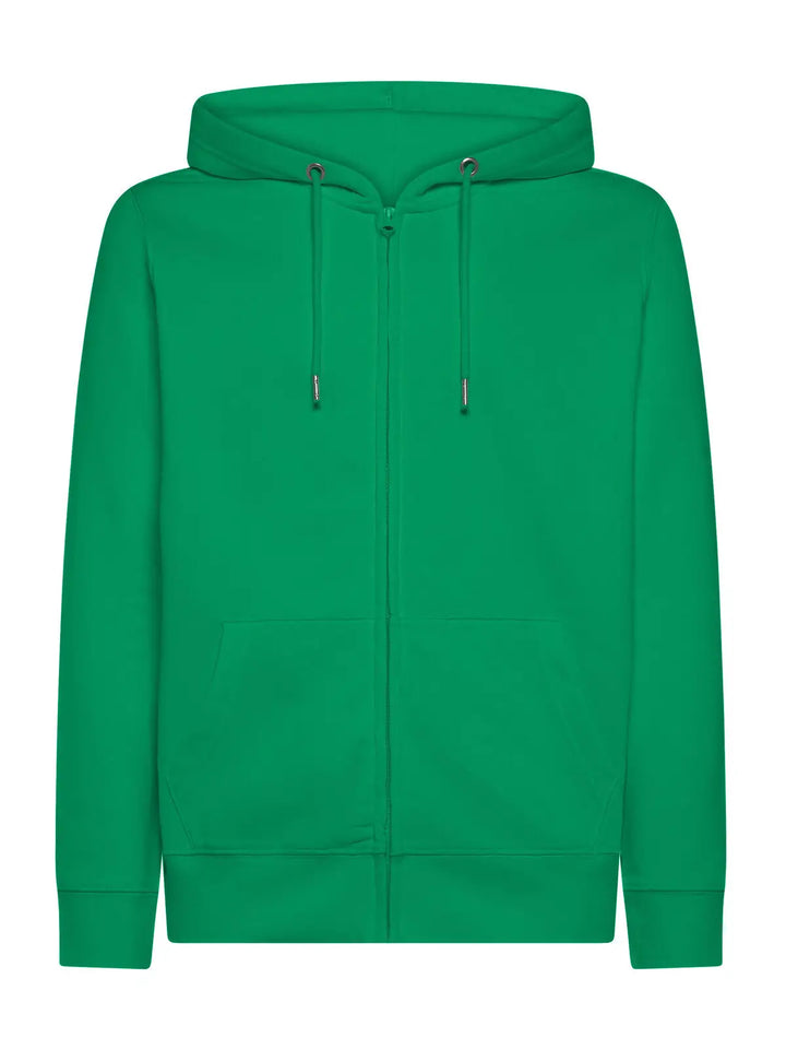 Felpa con cappuccio e zip Verde Irlanda — vista frontale
