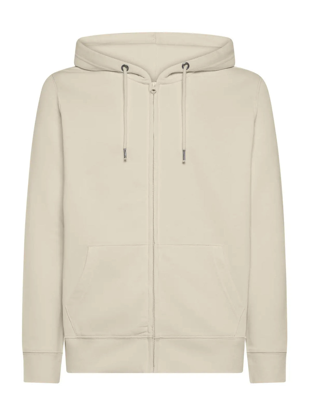 Felpa con cappuccio e zip Bianco naturale — vista frontale