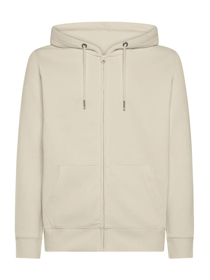 Felpa con cappuccio e zip Bianco naturale — vista frontale