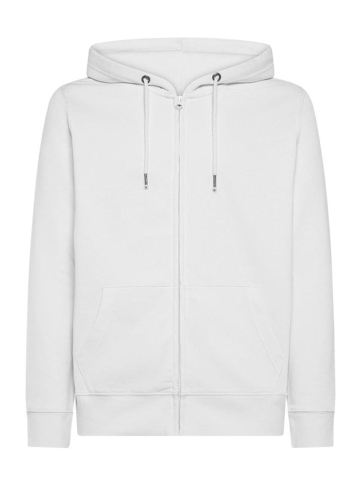 Felpa con cappuccio e zip bianca, vista frontale