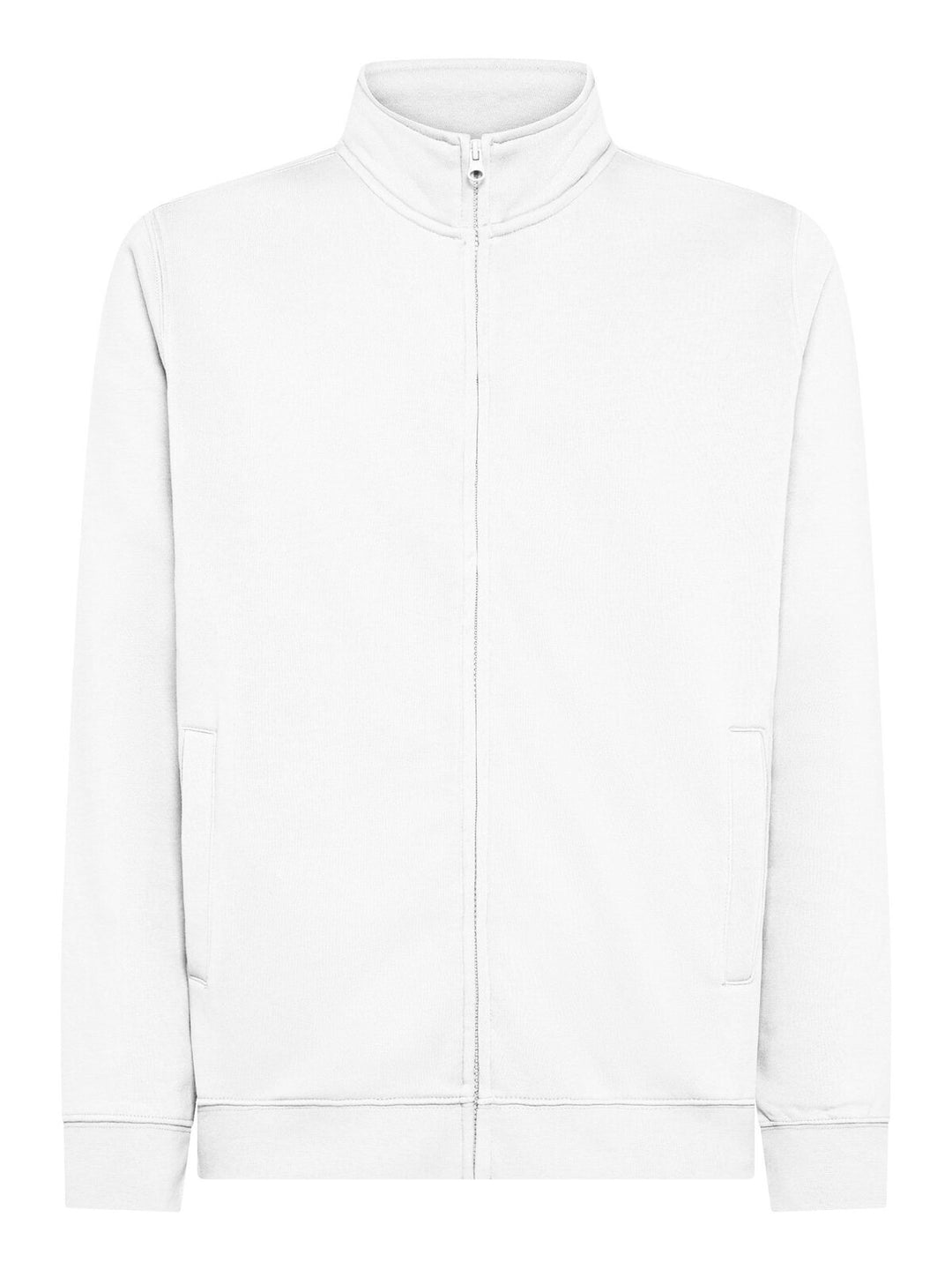 Felpa con zip intera bianca, vista frontale