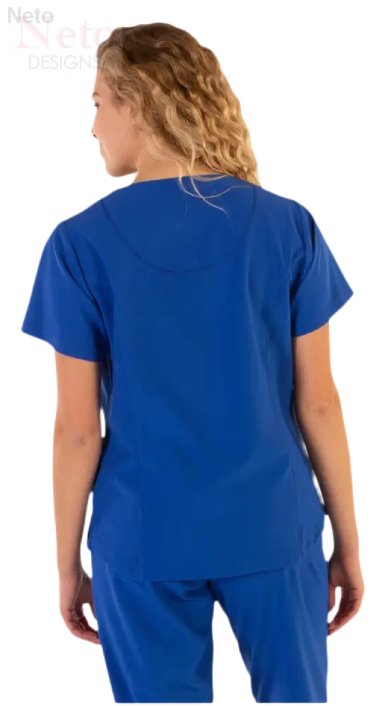 Casacca donna microfibra blu in giacca con maniche corte e scollo V