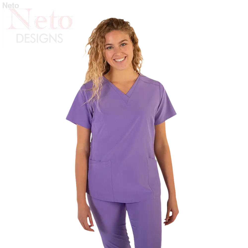 Casacca donna microfibra lavanda con design semi-aderente e scollo V