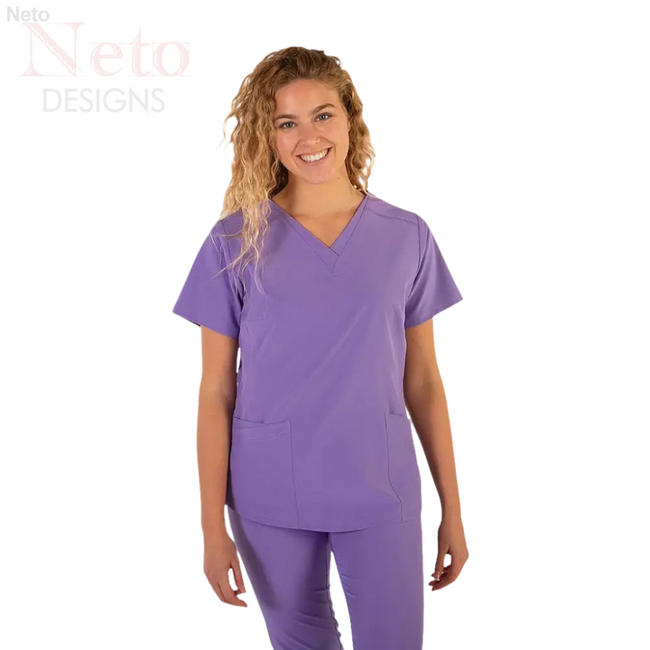 Casacca donna microfibra lavanda con design semi-aderente e scollo V