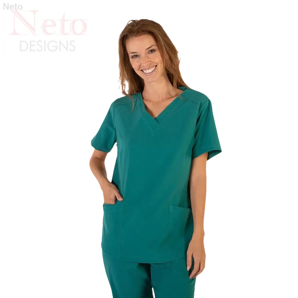 Casacca donna microfibra con maniche corte e scollo V verde