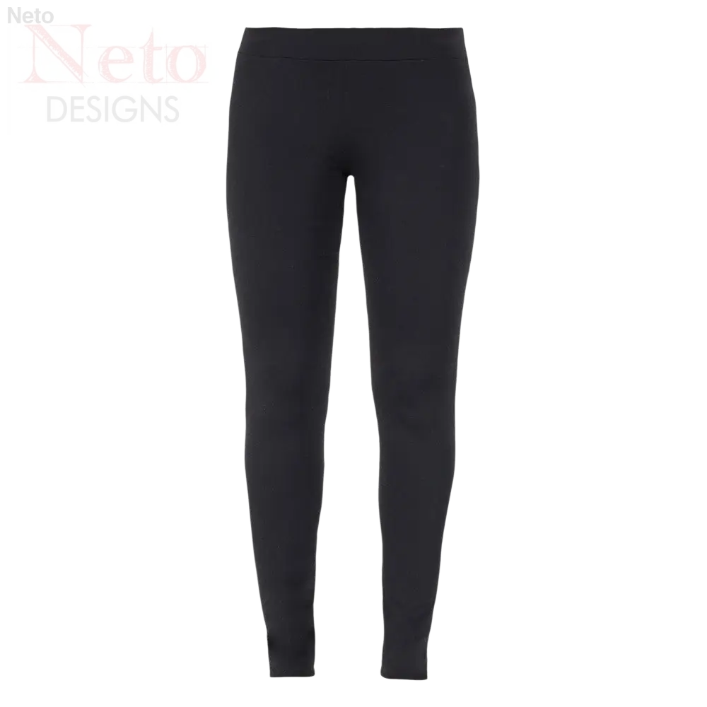 Leggings donna elasticizzato nero in tessuto stretch, modello high-waisted