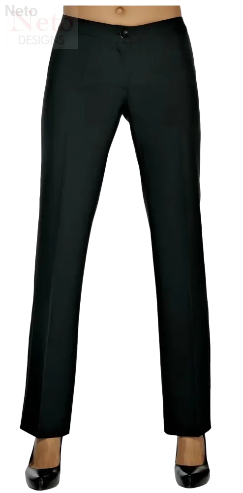 Pantalone donna trendy nera con bottone e tacchi neri