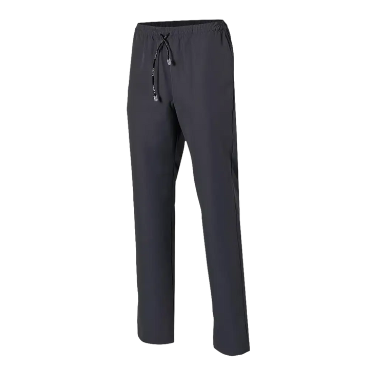Pantaloni sportivi grigio scuro con coulisse in vita.