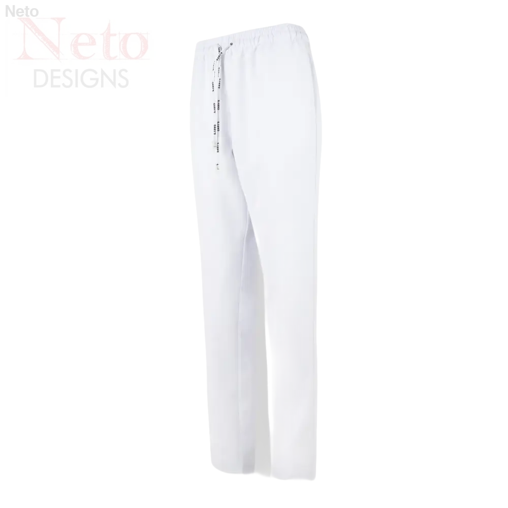 Pantalone unisex elastico in microfibra bianca con coulisse