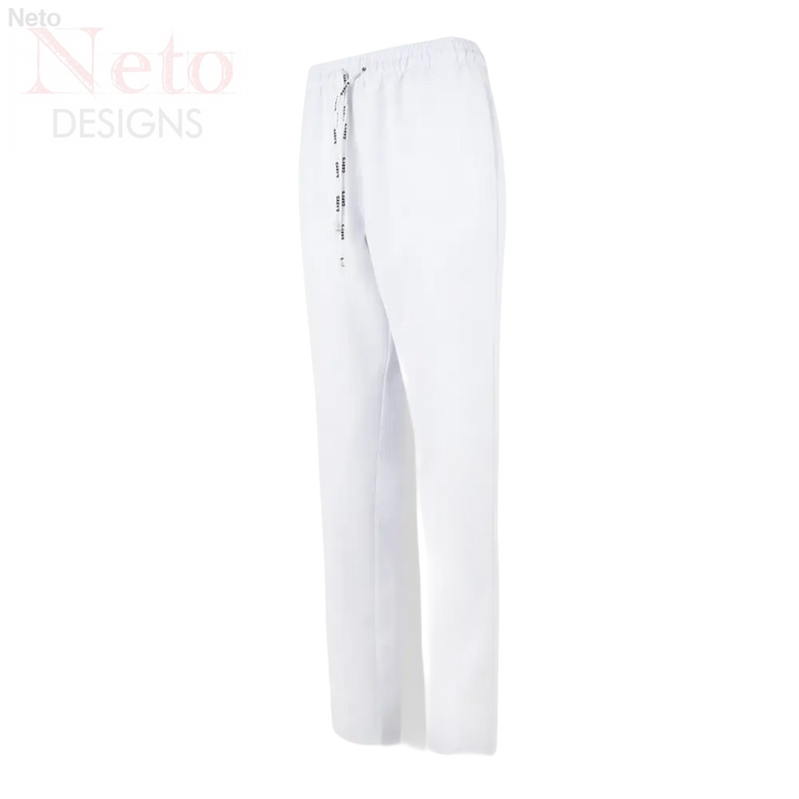 Pantalone unisex elastico in microfibra bianca con coulisse