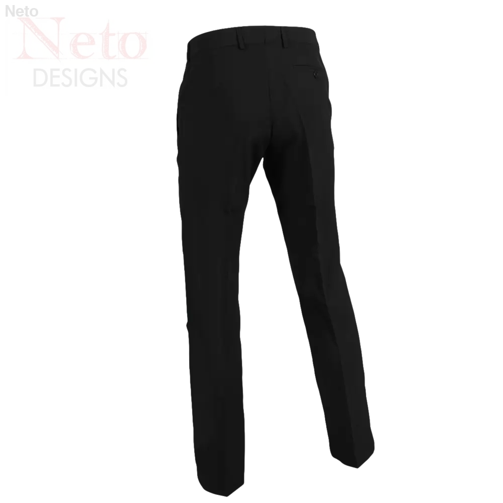 Pantaloni uomo neri senza pinces strecth con gamba dritta