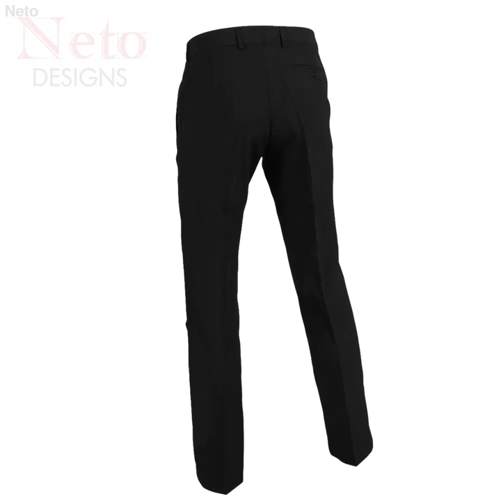 Pantaloni uomo neri senza pinces strecth con gamba dritta