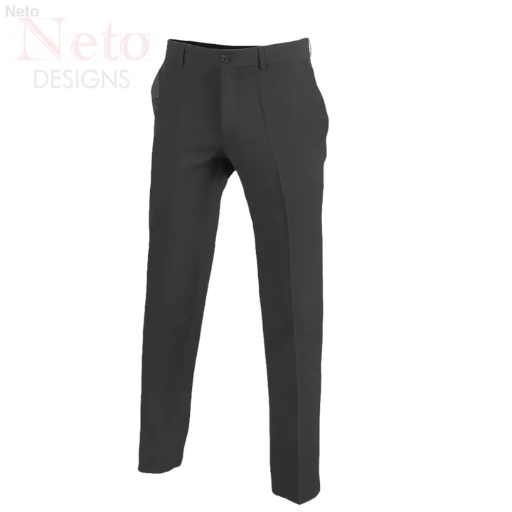 Pantaloni uomo grigi scuri senza pinces stretch