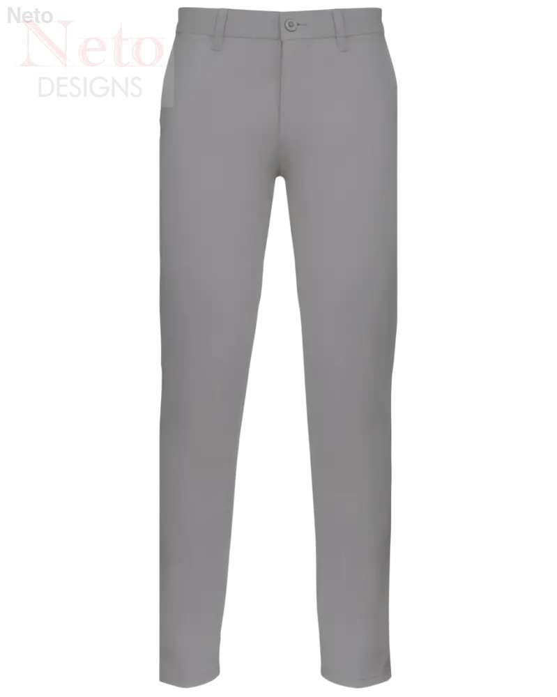 Pantaloni chino grigi in twill di cotone, vestibilità classica