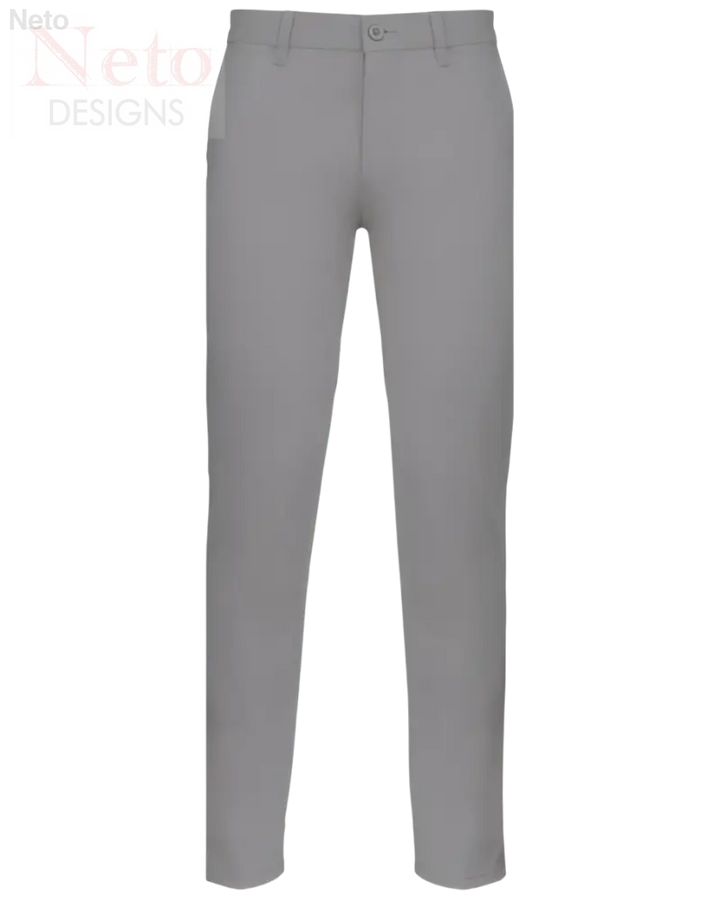 Pantaloni chino grigi in twill di cotone, vestibilità classica