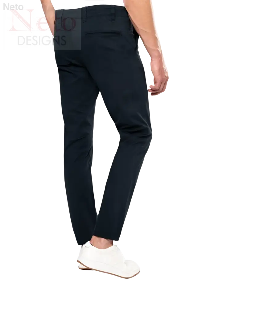 Pantaloni chino slim fit neri in twill di cotone stretch