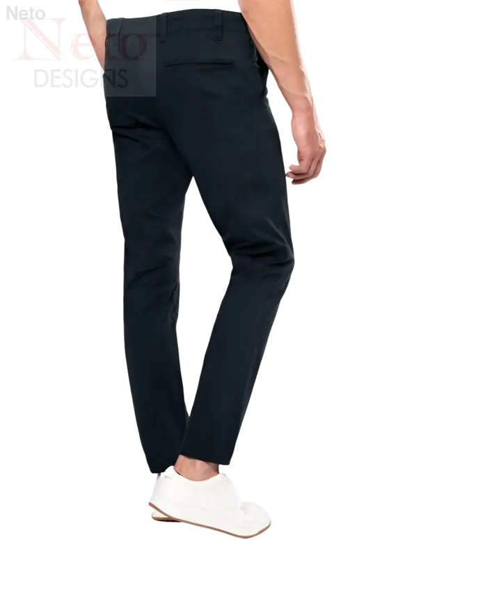 Pantaloni chino slim fit neri in twill di cotone stretch
