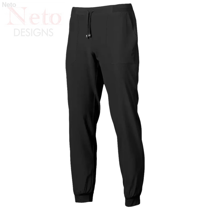 Pantaloni jogger unisex in microfibra nera con coulisse e polsini elastici