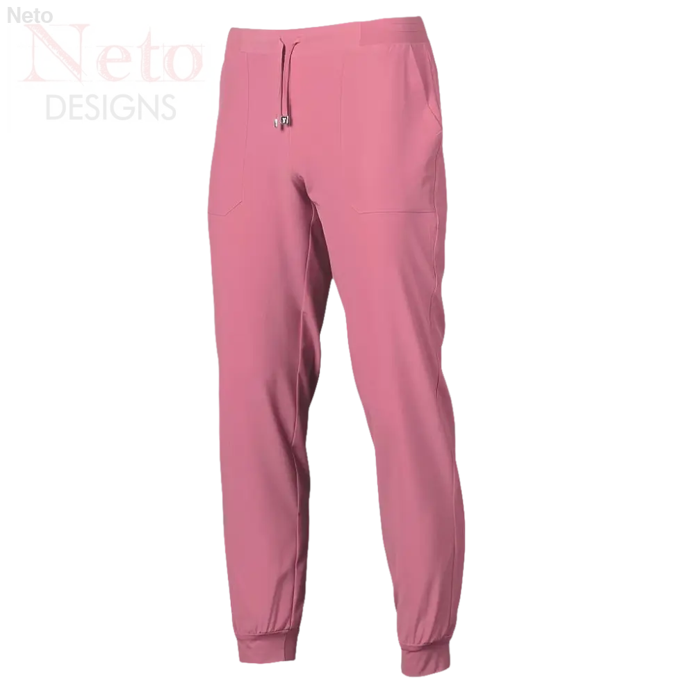 Pantaloni jogger unisex in microfibra rosa con coulisse