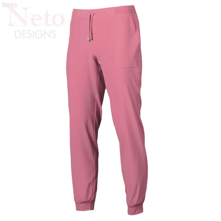 Pantaloni jogger unisex in microfibra rosa con coulisse