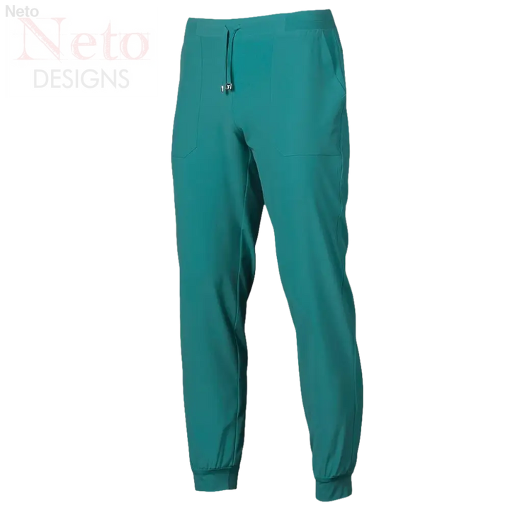 Pantaloni jogger unisex in microfibra 360 teal con coulisse